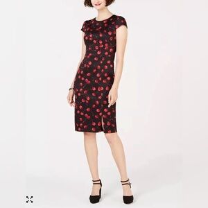 Betsey Johnson Cherry Print Cap Sleeve Sheath Dress Size 4